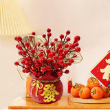 Maxbell Artificial Red Berries Bouquet Ginkgo Leaf for Housewarming Party Decoration Style A