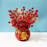 Maxbell Artificial Red Berries Bouquet Ginkgo Leaf for Housewarming Party Decoration Style A