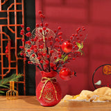 Maxbell Artificial Red Berries Bouquet Ginkgo Leaf for Housewarming Party Decoration Style B