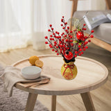 Maxbell Artificial Red Berries Bouquet Ginkgo Leaf for Housewarming Party Decoration Style C