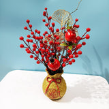 Maxbell Artificial Red Berries Bouquet Ginkgo Leaf for Housewarming Party Decoration Style C