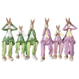 Maxbell 3Pcs Bunny Figurines Resin Sculpture Hanging Feet for Living Room Decoration