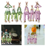 Maxbell 3Pcs Bunny Figurines Resin Sculpture Hanging Feet for Living Room Decoration
