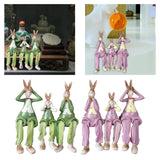 Maxbell 3Pcs Bunny Figurines Resin Sculpture Hanging Feet for Living Room Decoration