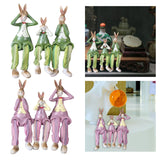 Maxbell 3Pcs Bunny Figurines Resin Sculpture Hanging Feet for Living Room Decoration
