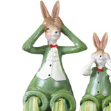 Maxbell 3Pcs Bunny Figurines Resin Sculpture Hanging Feet for Living Room Decoration