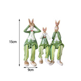 Maxbell 3Pcs Bunny Figurines Resin Sculpture Hanging Feet for Living Room Decoration