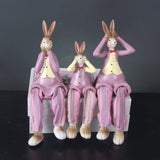 Maxbell 3Pcs Bunny Figurines Resin Sculpture Hanging Feet for Living Room Decoration