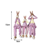 Maxbell 3Pcs Bunny Figurines Resin Sculpture Hanging Feet for Living Room Decoration