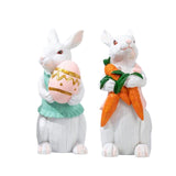 Maxbell Easter Rabbit Statue Bunny Figurine Ornament for Bookcase Festival Decor Carrot