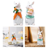 Maxbell Easter Rabbit Statue Bunny Figurine Ornament for Bookcase Festival Decor Carrot