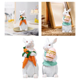 Maxbell Easter Rabbit Statue Bunny Figurine Ornament for Bookcase Festival Decor Carrot