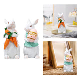 Maxbell Easter Rabbit Statue Bunny Figurine Ornament for Bookcase Festival Decor Carrot