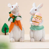 Maxbell Easter Rabbit Statue Bunny Figurine Ornament for Bookcase Festival Decor Carrot