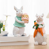 Maxbell Easter Rabbit Statue Bunny Figurine Ornament for Bookcase Festival Decor Carrot
