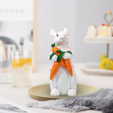 Maxbell Easter Rabbit Statue Bunny Figurine Ornament for Bookcase Festival Decor Carrot
