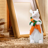 Maxbell Easter Rabbit Statue Bunny Figurine Ornament for Bookcase Festival Decor Carrot