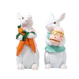 Maxbell Easter Rabbit Statue Bunny Figurine Ornament for Bookcase Festival Decor Carrot