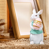 Maxbell Easter Rabbit Statue Bunny Figurine Ornament for Bookcase Festival Decor Egg