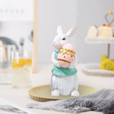 Maxbell Easter Rabbit Statue Bunny Figurine Ornament for Bookcase Festival Decor Egg