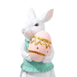 Maxbell Easter Rabbit Statue Bunny Figurine Ornament for Bookcase Festival Decor Egg