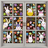 Maxbell 9Pcs Easter Bunny Window Cling Happy Easter Window Stickers for Home Holiday