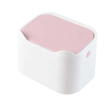 Maxbell Mini Desk Trash Can Garbage Basket Dustbin for Home Tabletop Living Room White Pink