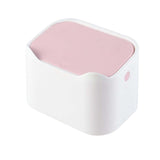 Maxbell Mini Desk Trash Can Garbage Basket Dustbin for Home Tabletop Living Room White Pink