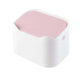 Maxbell Mini Desk Trash Can Garbage Basket Dustbin for Home Tabletop Living Room White Pink