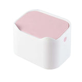 Maxbell Mini Desk Trash Can Garbage Basket Dustbin for Home Tabletop Living Room White Pink