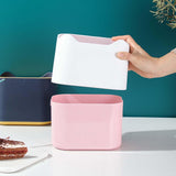 Maxbell Mini Desk Trash Can Garbage Basket Dustbin for Home Tabletop Living Room White Pink
