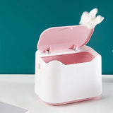 Maxbell Mini Desk Trash Can Garbage Basket Dustbin for Home Tabletop Living Room White Pink