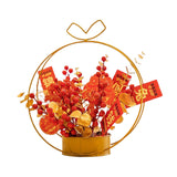 Maxbell Chinese Artificial Flower Basket Ornament Decorative Photo Props for Holiday