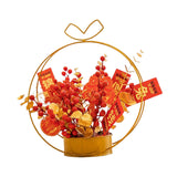 Maxbell Chinese Artificial Flower Basket Ornament Decorative Photo Props for Holiday