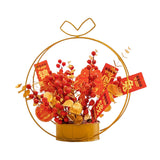 Maxbell Chinese Artificial Flower Basket Ornament Decorative Photo Props for Holiday