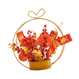 Maxbell Chinese Artificial Flower Basket Ornament Decorative Photo Props for Holiday