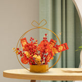Maxbell Chinese Artificial Flower Basket Ornament Decorative Photo Props for Holiday