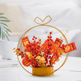 Maxbell Chinese Artificial Flower Basket Ornament Decorative Photo Props for Holiday