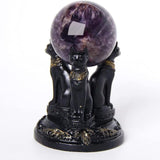 Maxbell Resin Cat Statue Figurine Ball Display Stand Shelf Desktop Decoration Gift
