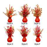 Maxbell Chinese New Year Ornament Spring Festival Holly Flower Bouquet Decor Desktop Style A
