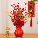 Maxbell Chinese New Year Ornament Spring Festival Holly Flower Bouquet Decor Desktop Style E