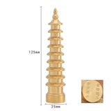 Maxbell Brass Wenchang Pagoda Feng Shui Statue Figurine Collectible Layer 9 for Desk Bottom Lettering