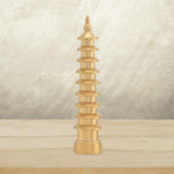 Maxbell Brass Wenchang Pagoda Feng Shui Statue Figurine Collectible Layer 9 for Desk Bottom Lettering