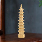 Maxbell Brass Wenchang Pagoda Feng Shui Statue Figurine Collectible Layer 9 for Desk Bottom Lettering