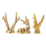 Maxbell Reindeer Figurines Electroplating Deer Statues for Home Shelf Decoration 11.5cmx10.8cm