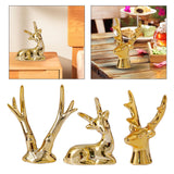 Maxbell Reindeer Figurines Electroplating Deer Statues for Home Shelf Decoration 11.5cmx10.8cm