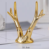 Maxbell Reindeer Figurines Electroplating Deer Statues for Home Shelf Decoration 11.5cmx10.8cm