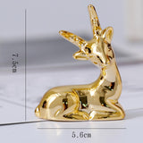 Maxbell Reindeer Figurines Electroplating Deer Statues for Home Shelf Decoration 7.5cmx5.6cm