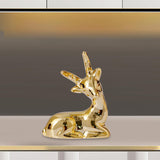 Maxbell Reindeer Figurines Electroplating Deer Statues for Home Shelf Decoration 7.5cmx5.6cm