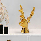 Maxbell Reindeer Figurines Electroplating Deer Statues for Home Shelf Decoration 9.2cmx5.9cm